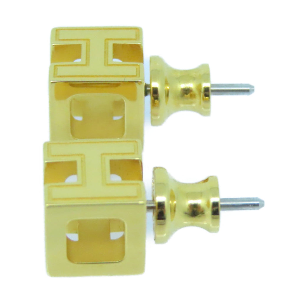 18K Hermes Cage D'H White Earrings