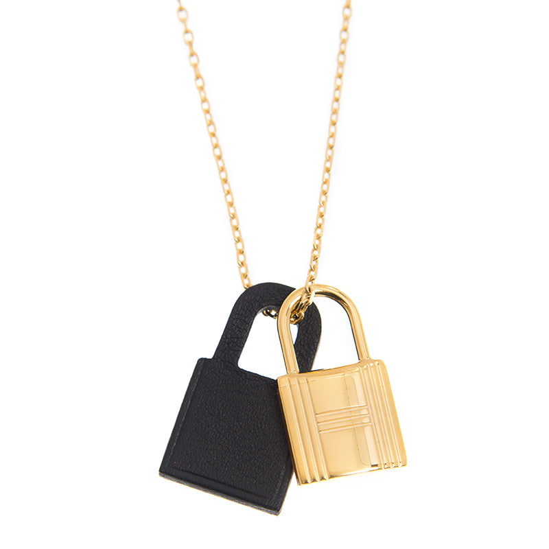 18K Hermes O'Kelly Black Pendant Necklace