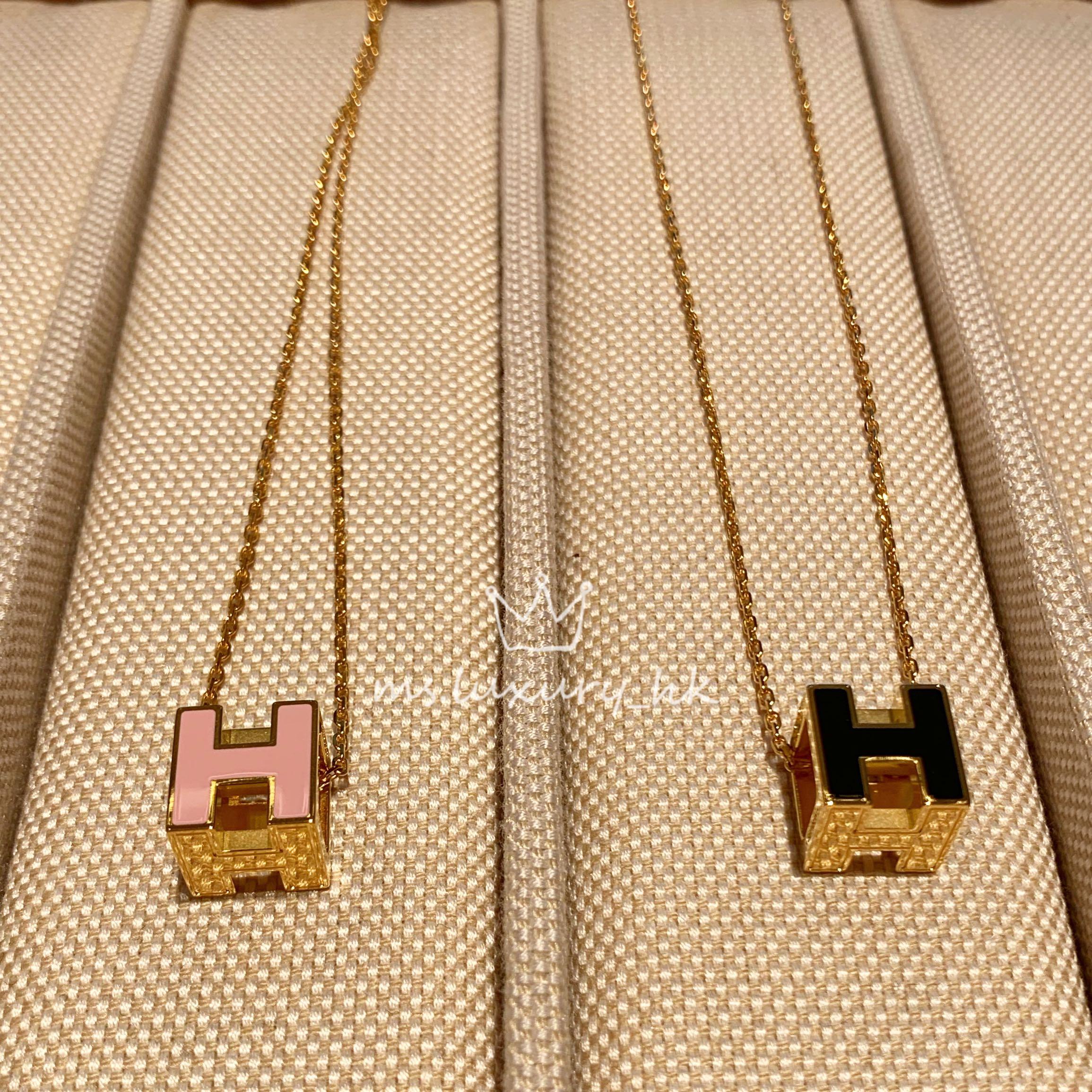 18K Hermes Cage D'H Grey Necklace