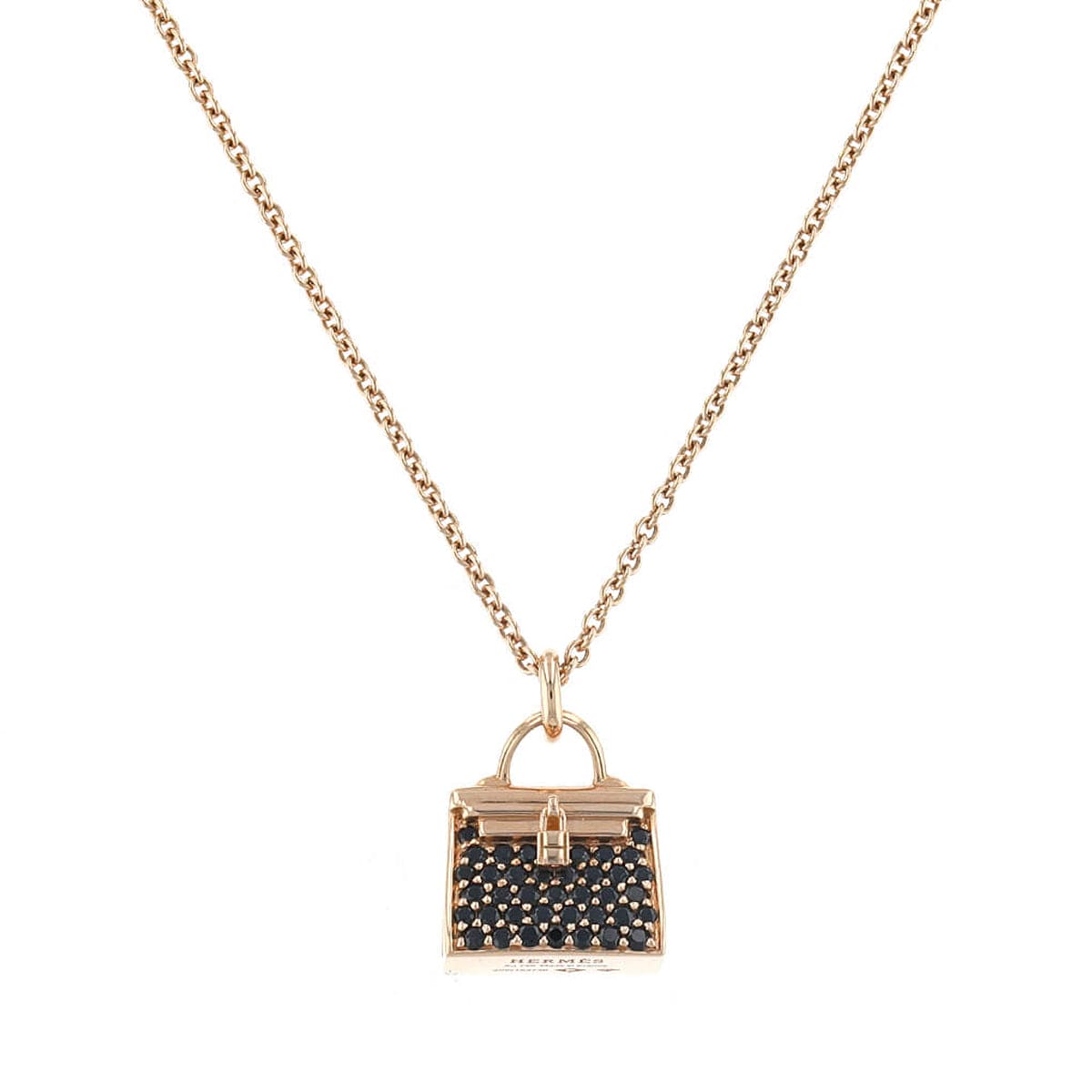 18K Hermes Amulettes Kelly Black Diamonds Necklace