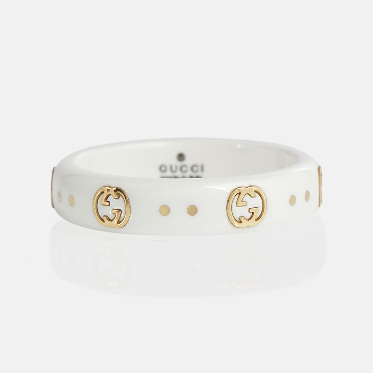 18K Gucci Double Icon White Zirconia Ring