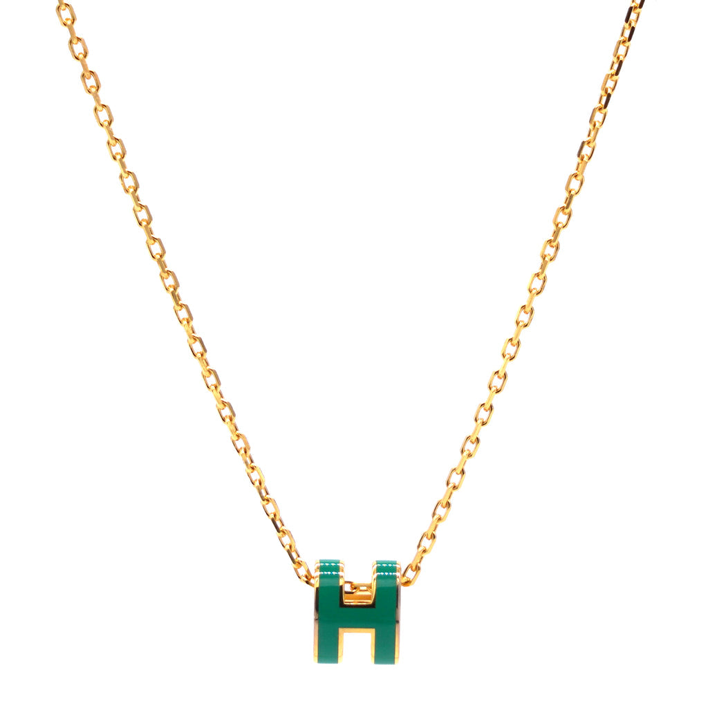 18K Hermes Mini Pop Green Necklace
