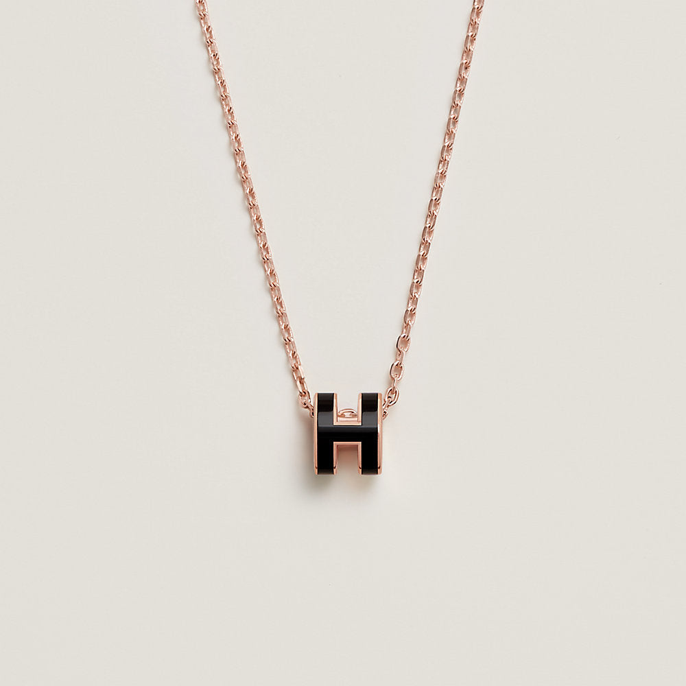 18K Hermes Mini Pop Black Necklace