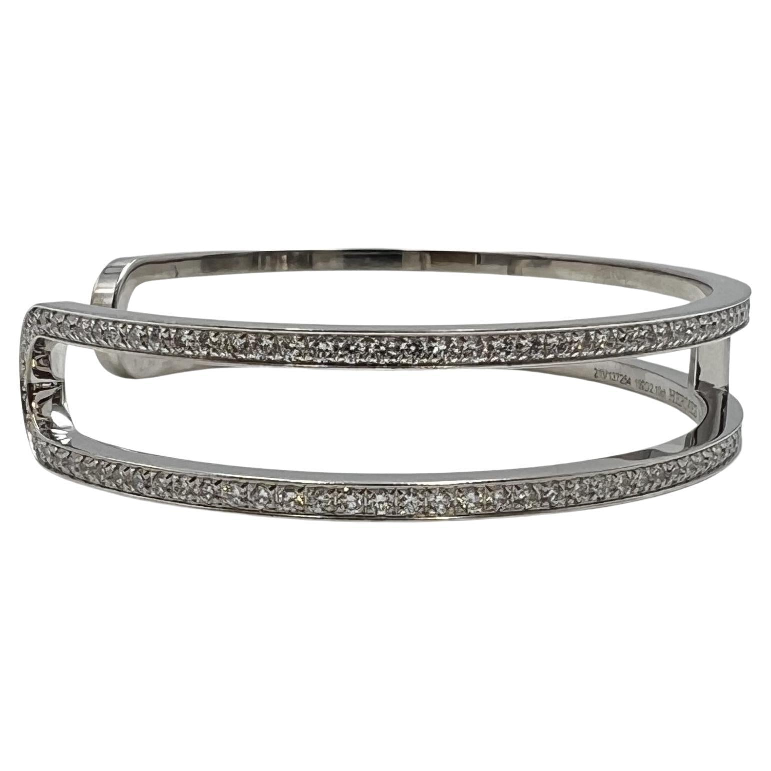 18K Hermes Ever Chain D¡ ̄ancre Cuff Diamond Bracelet
