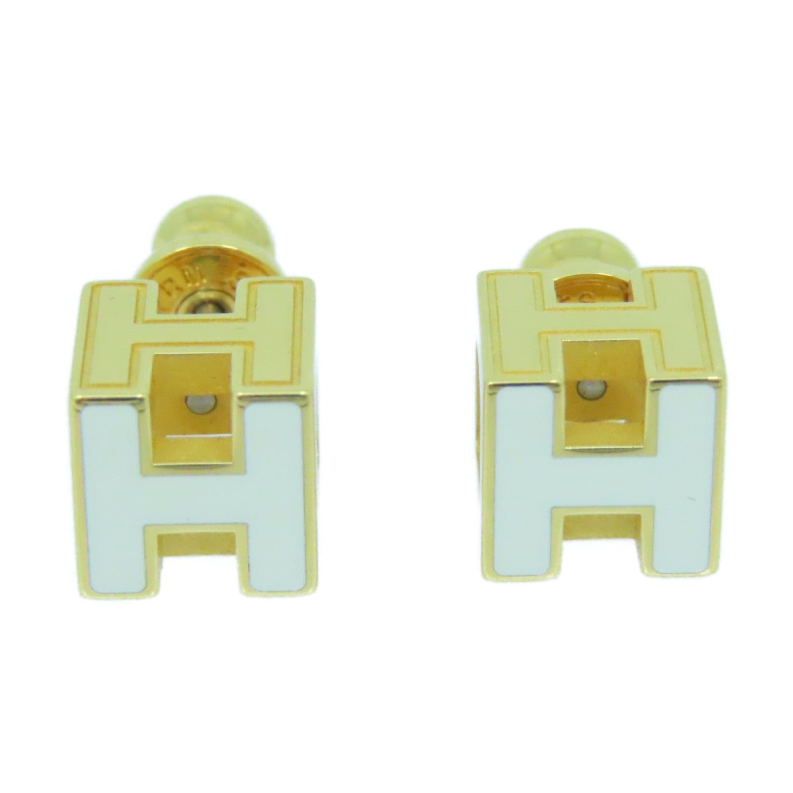 18K Hermes Cage D'H White Earrings