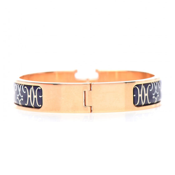 18K Hermes Clic H Lift Black Bracelet
