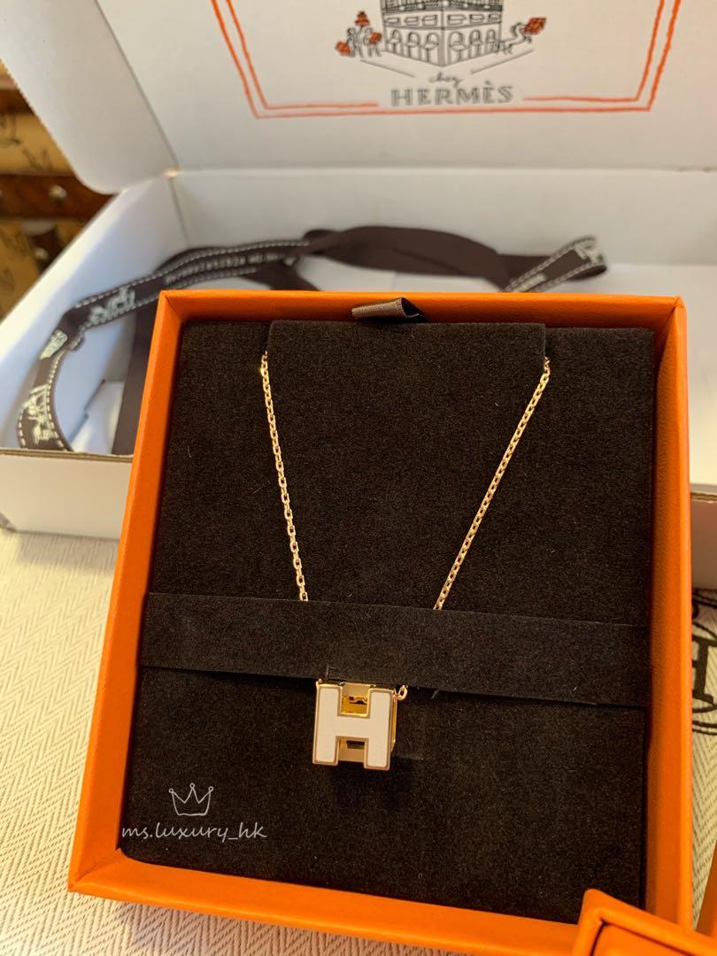 18K Hermes Cage D'H Grey Necklace