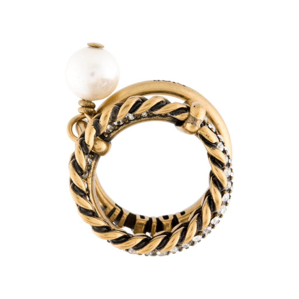 18K Dior Pearl & Crystal J'Adior Ring