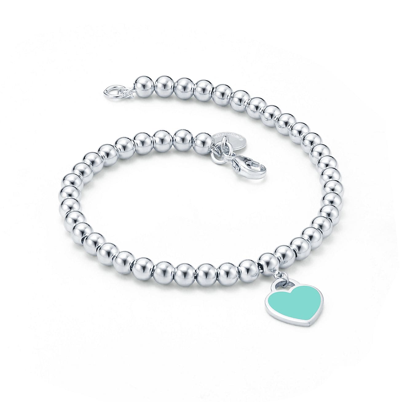 18K Tiffany Return to Blue Heart Tag Bead Bracelet