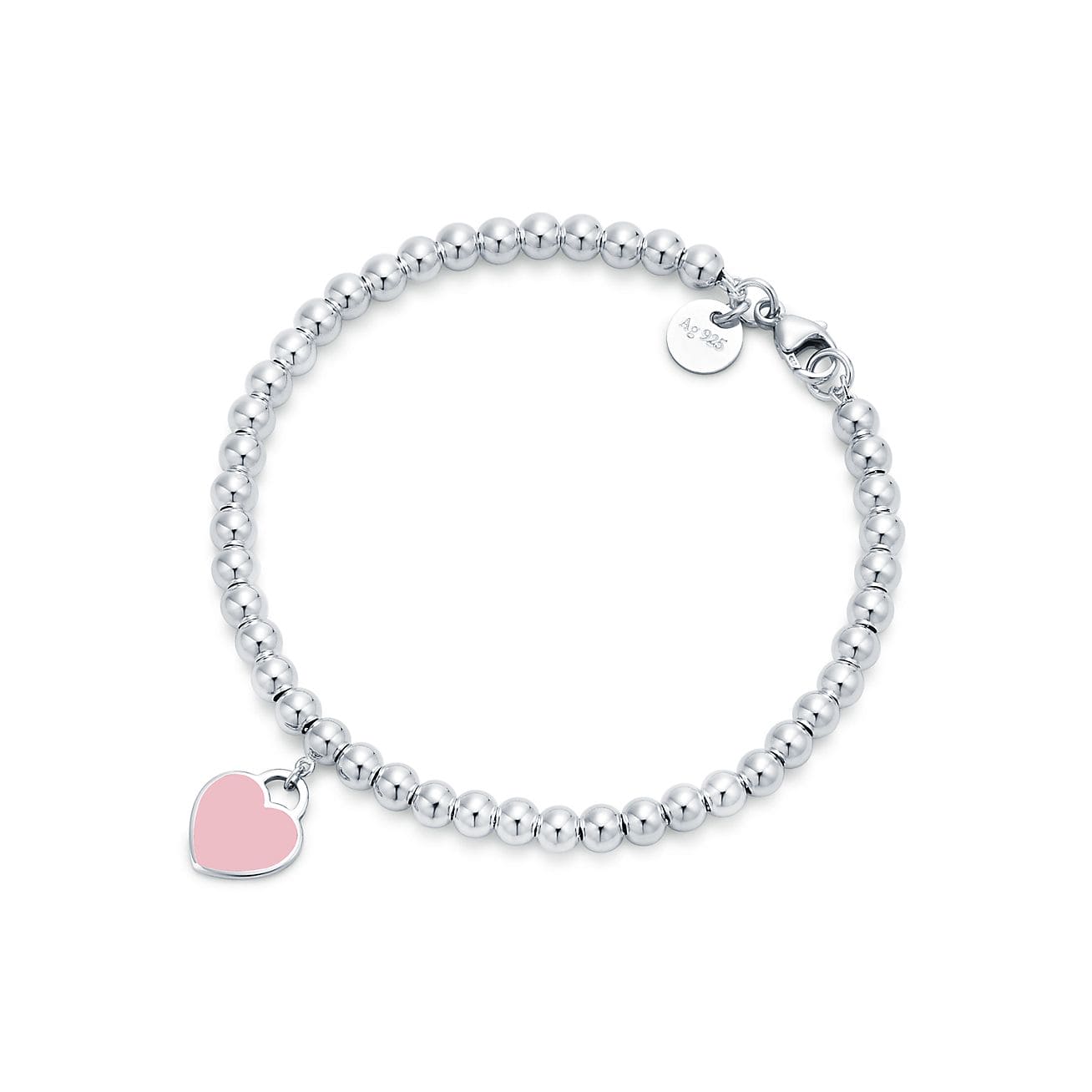 18K Tiffany Return to Pink Heart Tag Bead Bracelet