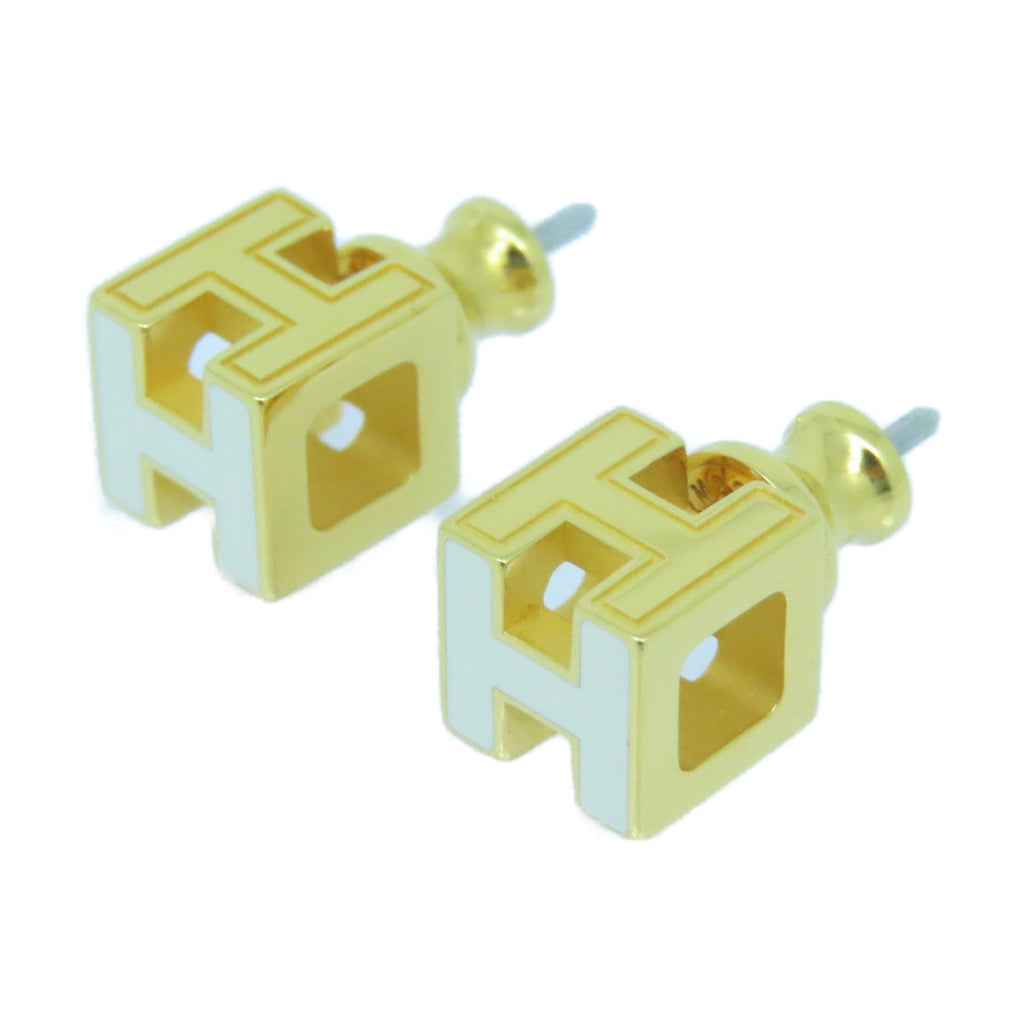 18K Hermes Cage D'H White Earrings