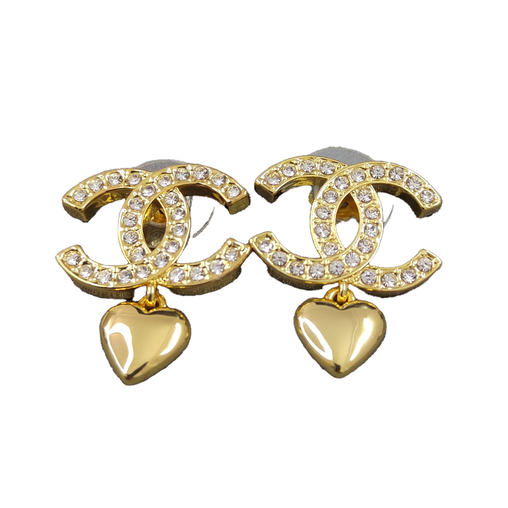 18K Chanel Classic Diamond Heart Earrings