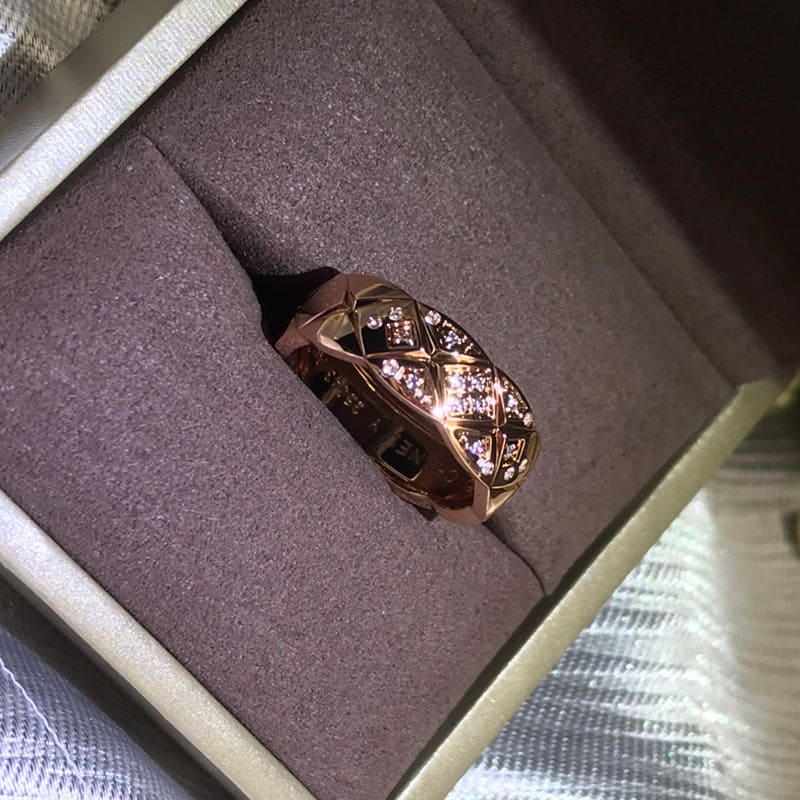 18K Chanel Rose Gold Coco Crush Diamonds Ring