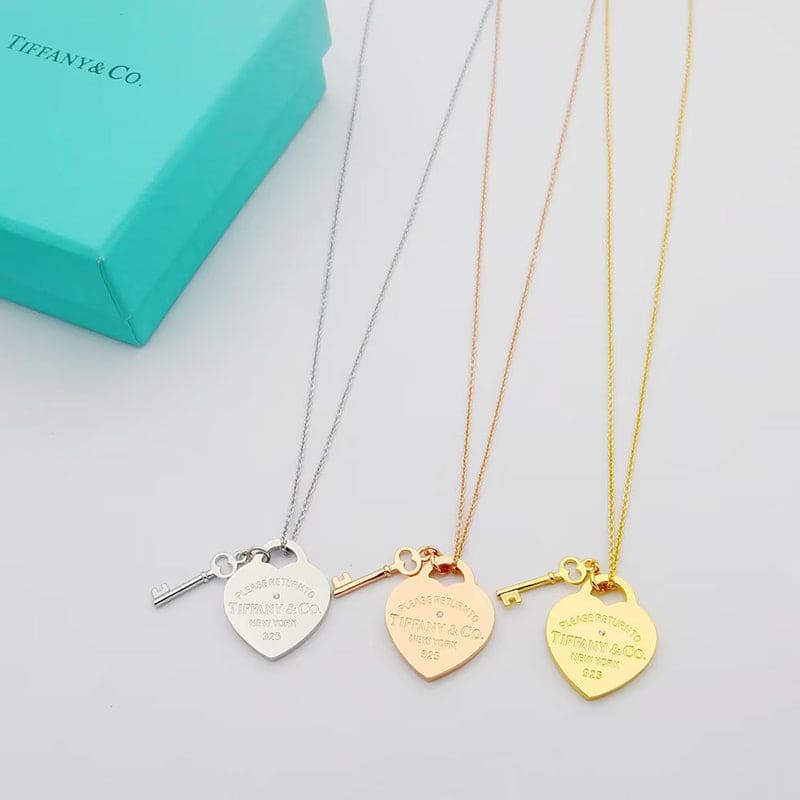 18K Tiffany Return to Heart & Key Necklace