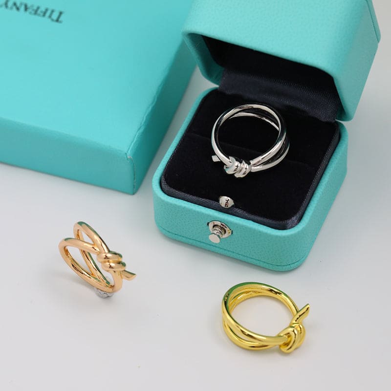 18K Tiffany Rose Gold Knot Double Row Ring