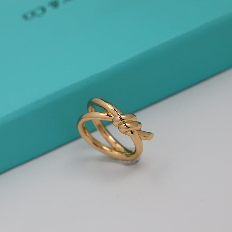 18K Tiffany Rose Gold Knot Double Row Ring