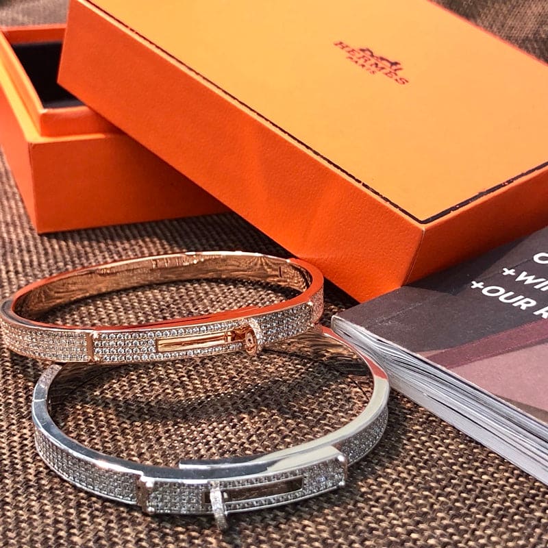 18K Hermes Rose Gold Kelly Diamonds Bracelet