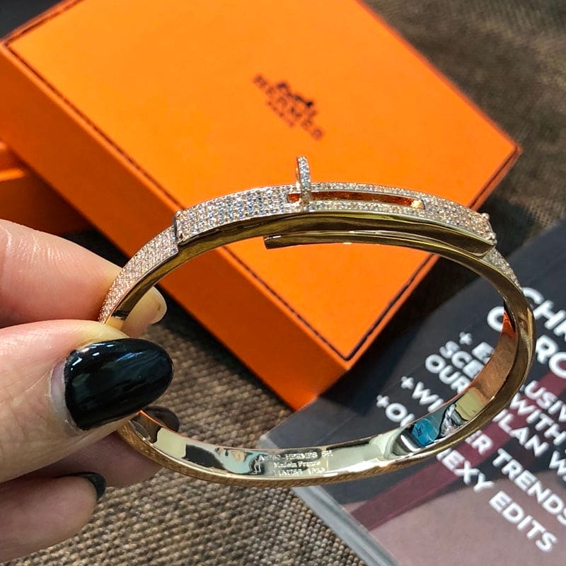 18K Hermes White Gold Kelly Diamonds Bracelet