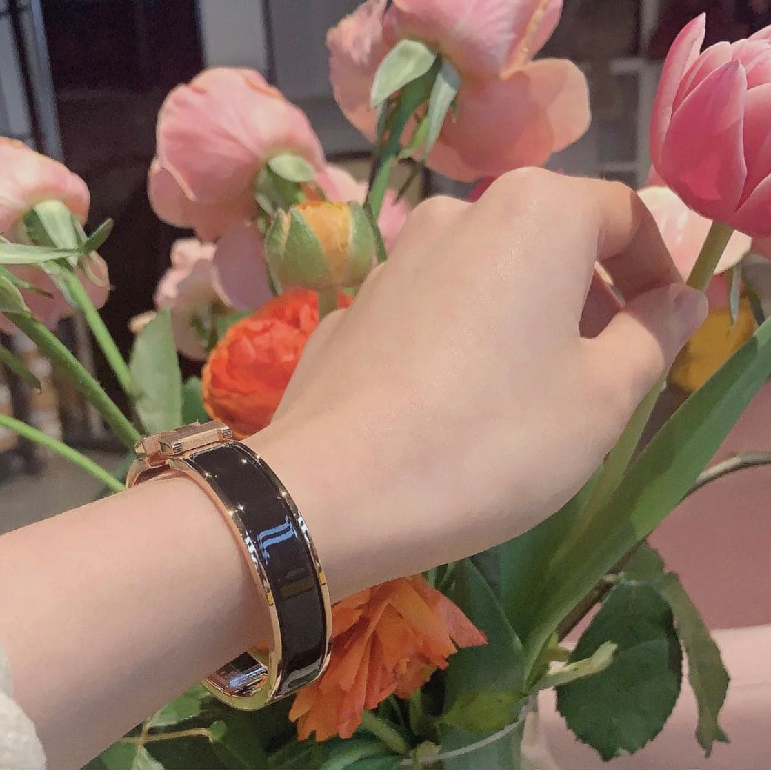 18K Hermes Clic Black Bracelet