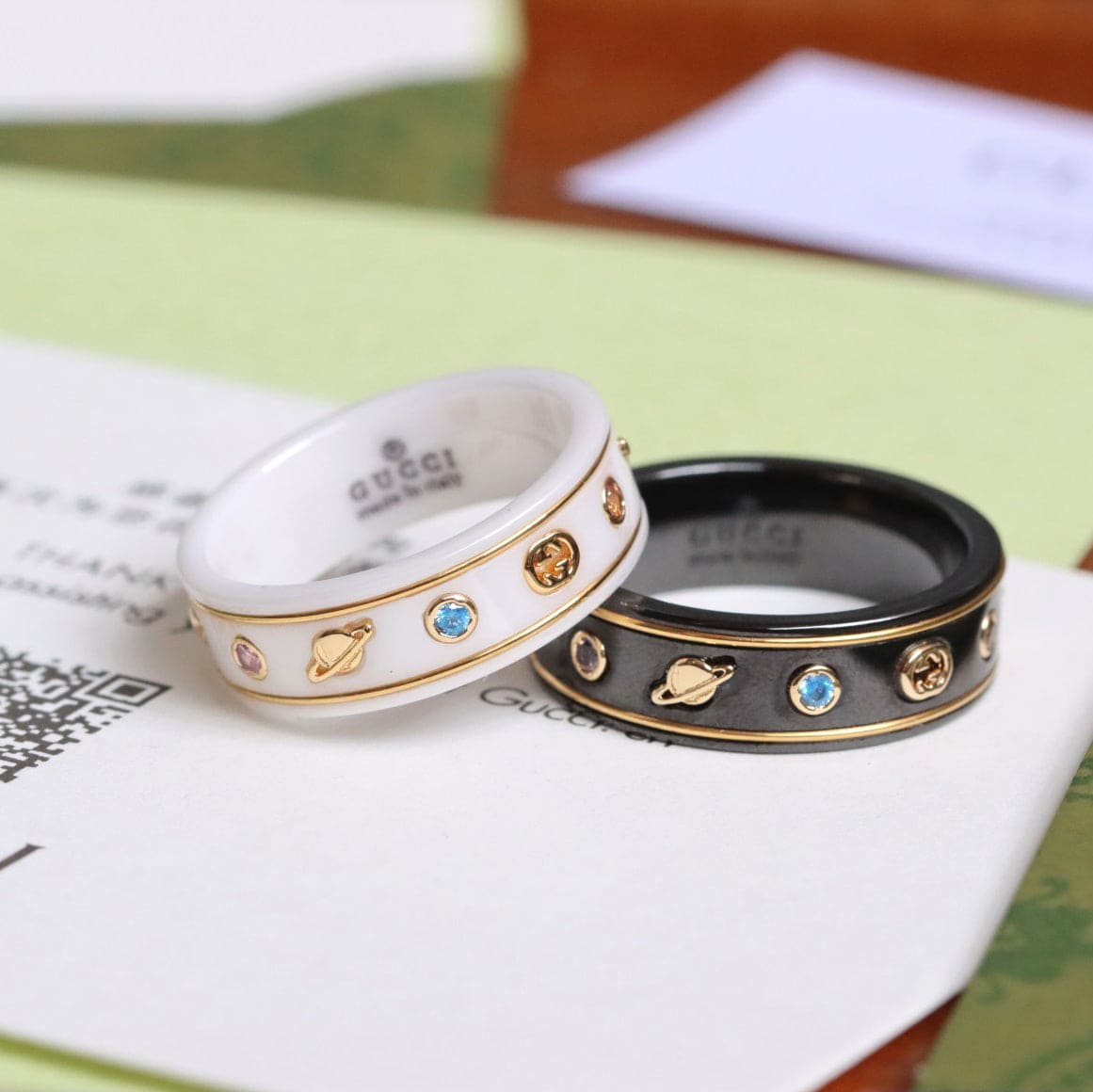 18K Gucci Double Icon With Gemstones Corundum Ring