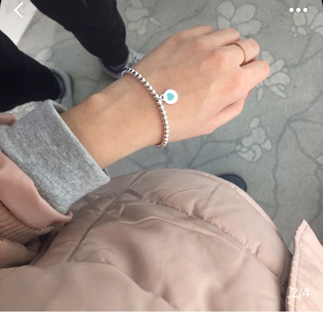 18K Tiffany Return to Love Blue Heart Tag Bead Bracelet
