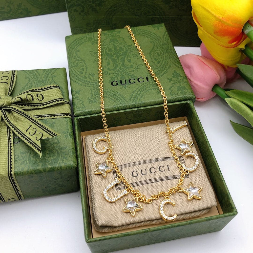 18K Gucci Double Script Necklace