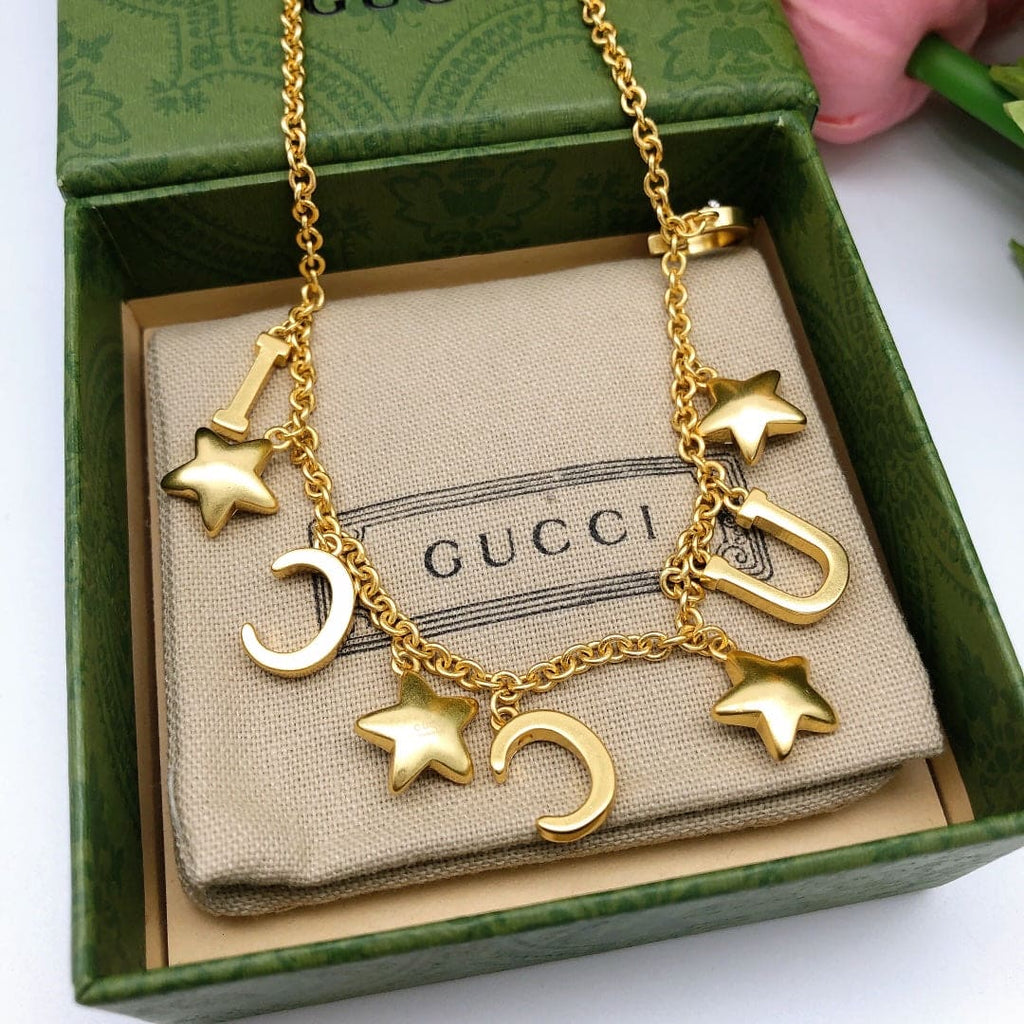 18K Gucci Double Script Necklace