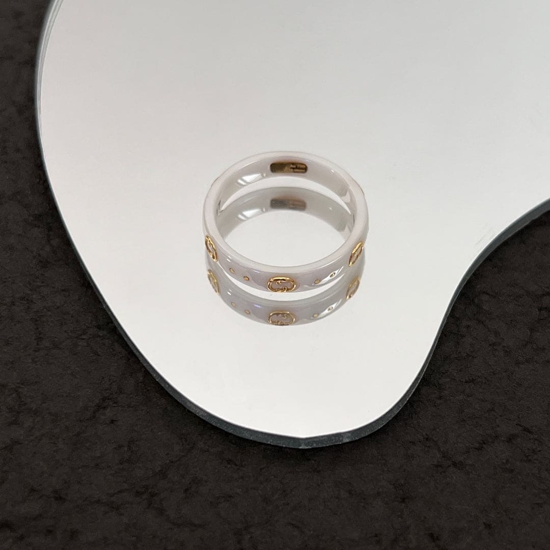 18K Gucci Double Icon White Zirconia Ring