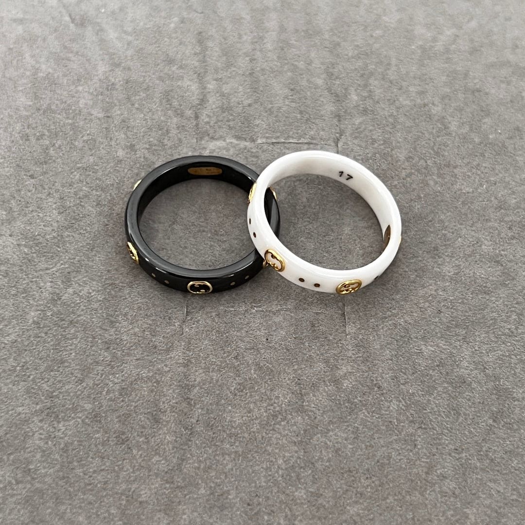 18K Gucci Double Icon Black Corundum Ring