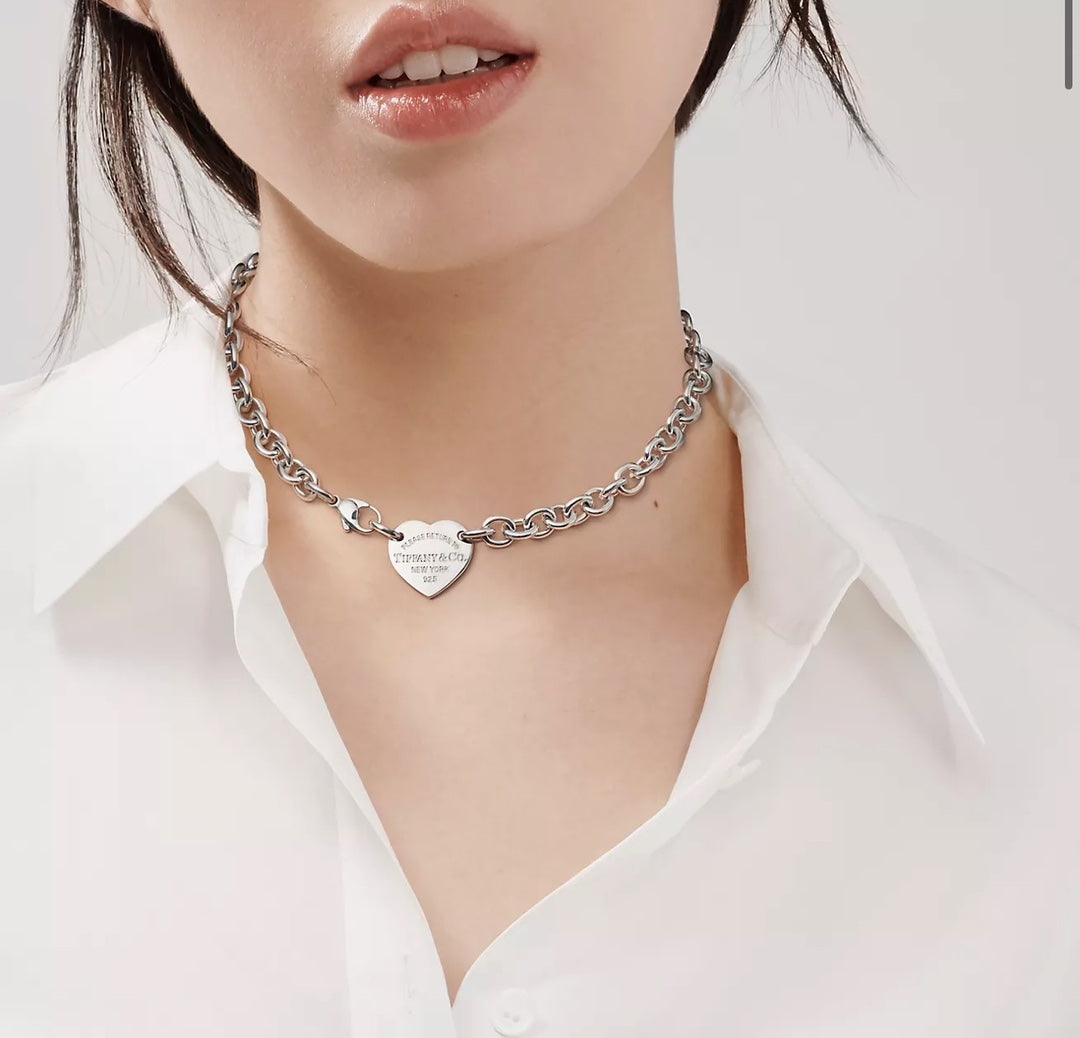 18K Tiffany Return to Heart Tag Chain Link Necklace