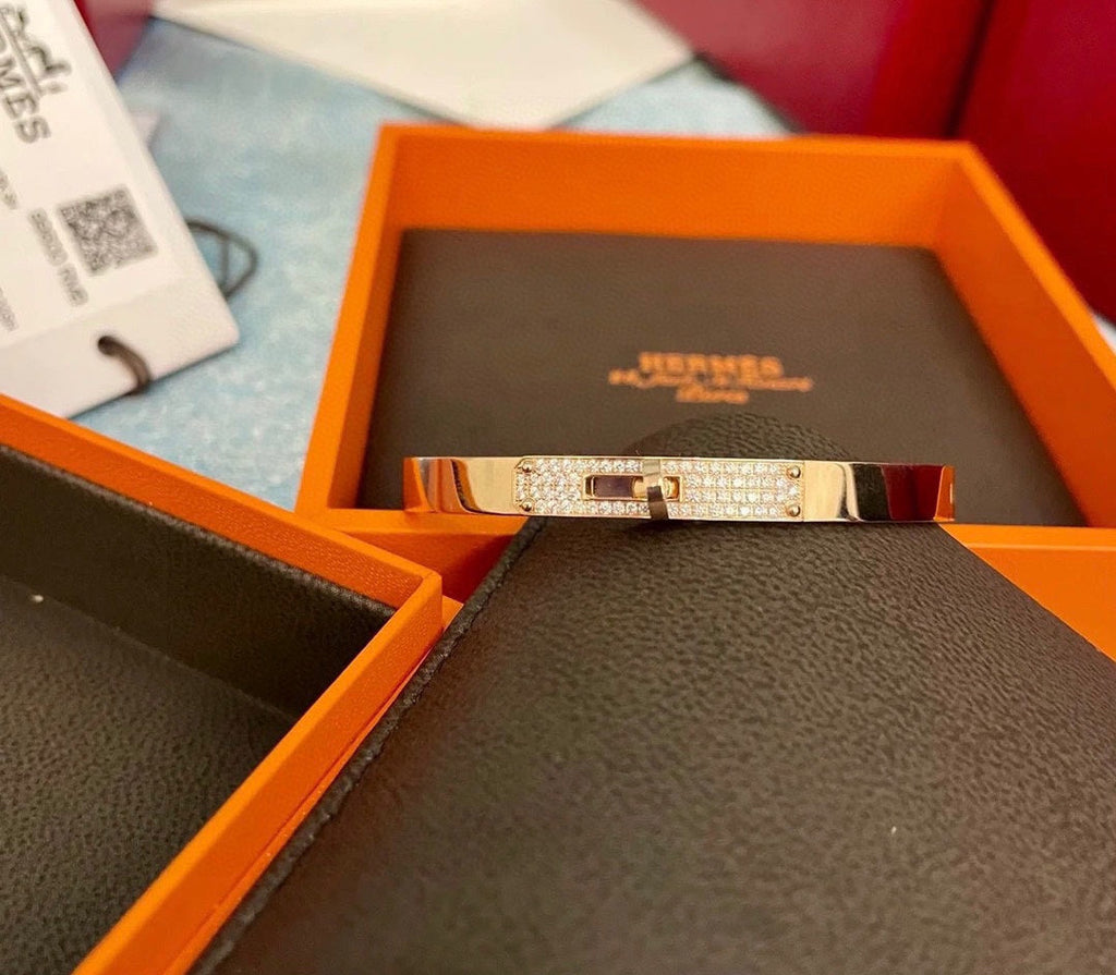 18K Hermes Kelly Small Model Diamond Bracelet