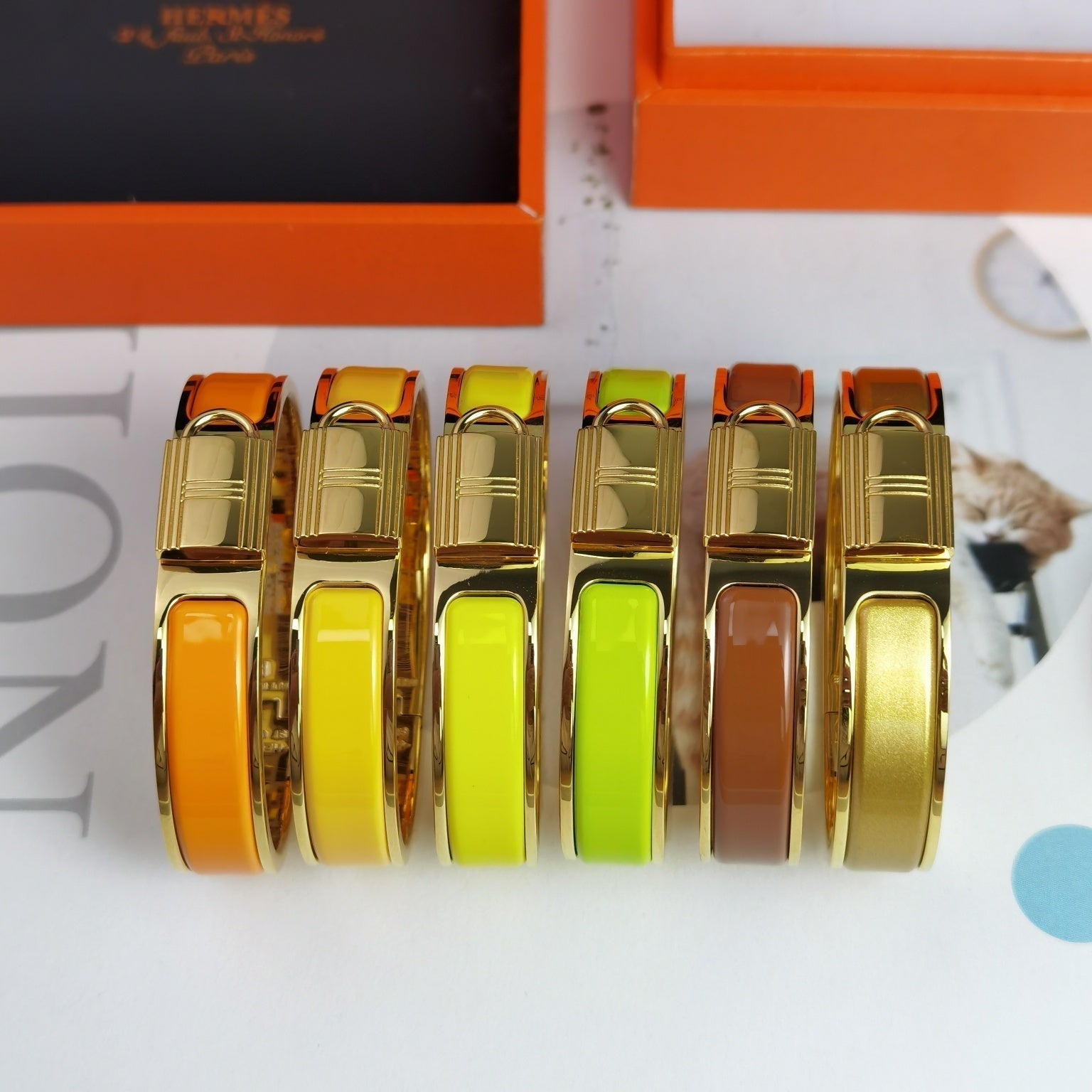 18K Hermes Clic Cadenas Orange Bracelet