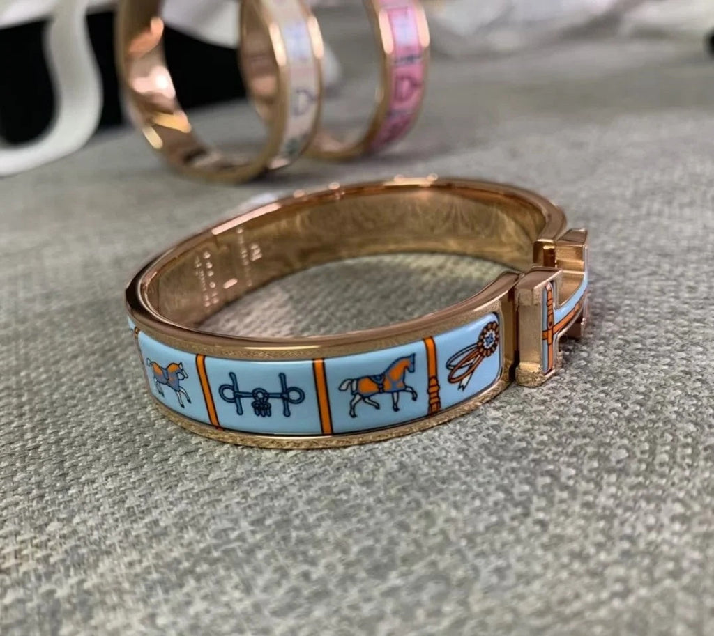 18K Hermes Clic Couvertures Blue Bracelet