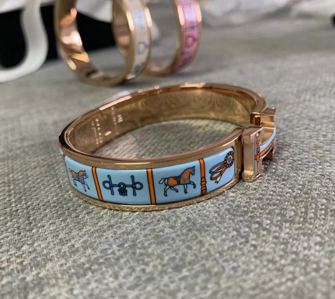 18K Hermes Clic Couvertures Blue Bracelet