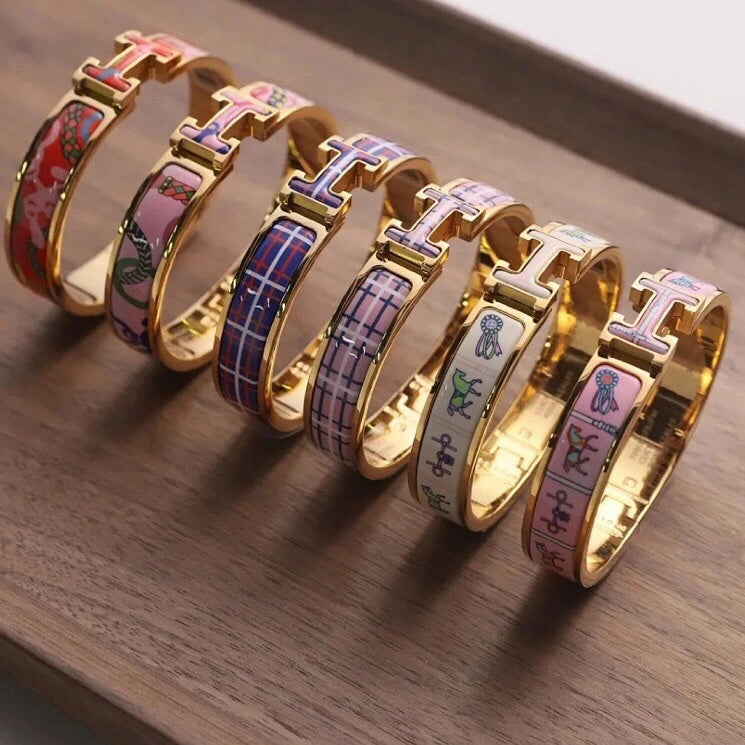 18K Hermes Clic Panoplie Equestre Pink Bracelet
