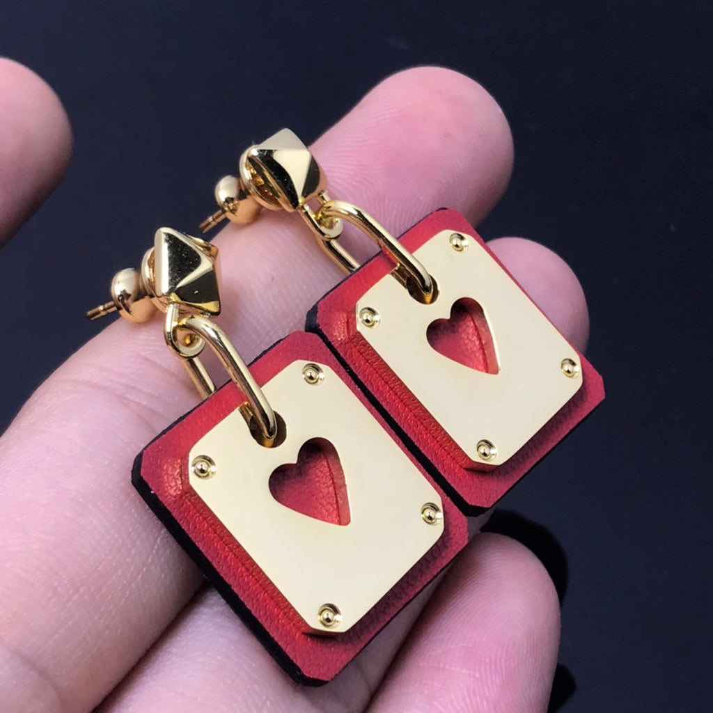 18K Hermes As De Celine Red Earrings