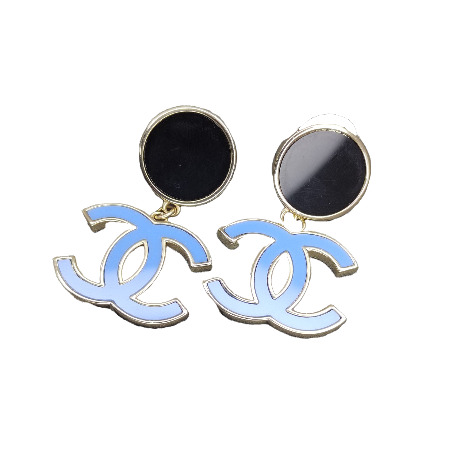 18K Chanel Classic Blue Dangle Earrings