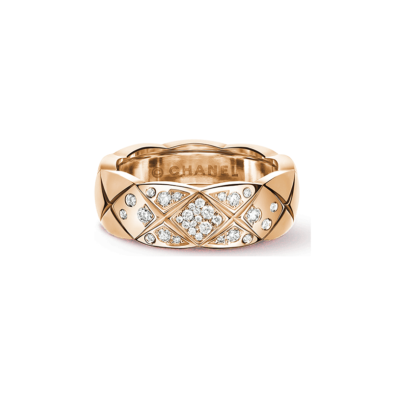 18K Chanel Rose Gold Coco Crush Diamonds Ring