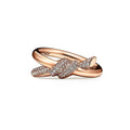 18K Tiffany Rose Gold Knot Double Row Diamonds Ring