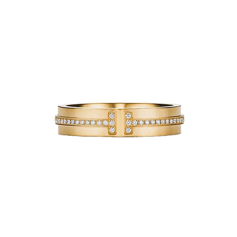 18K Tiffany Yellow Gold Narrow Diamond Ring