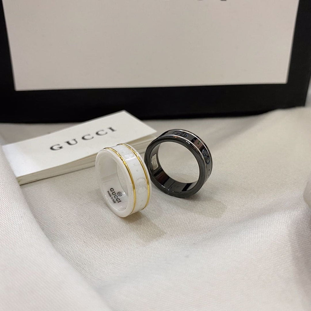 18K Gucci Double Icon White Zirconia Ring