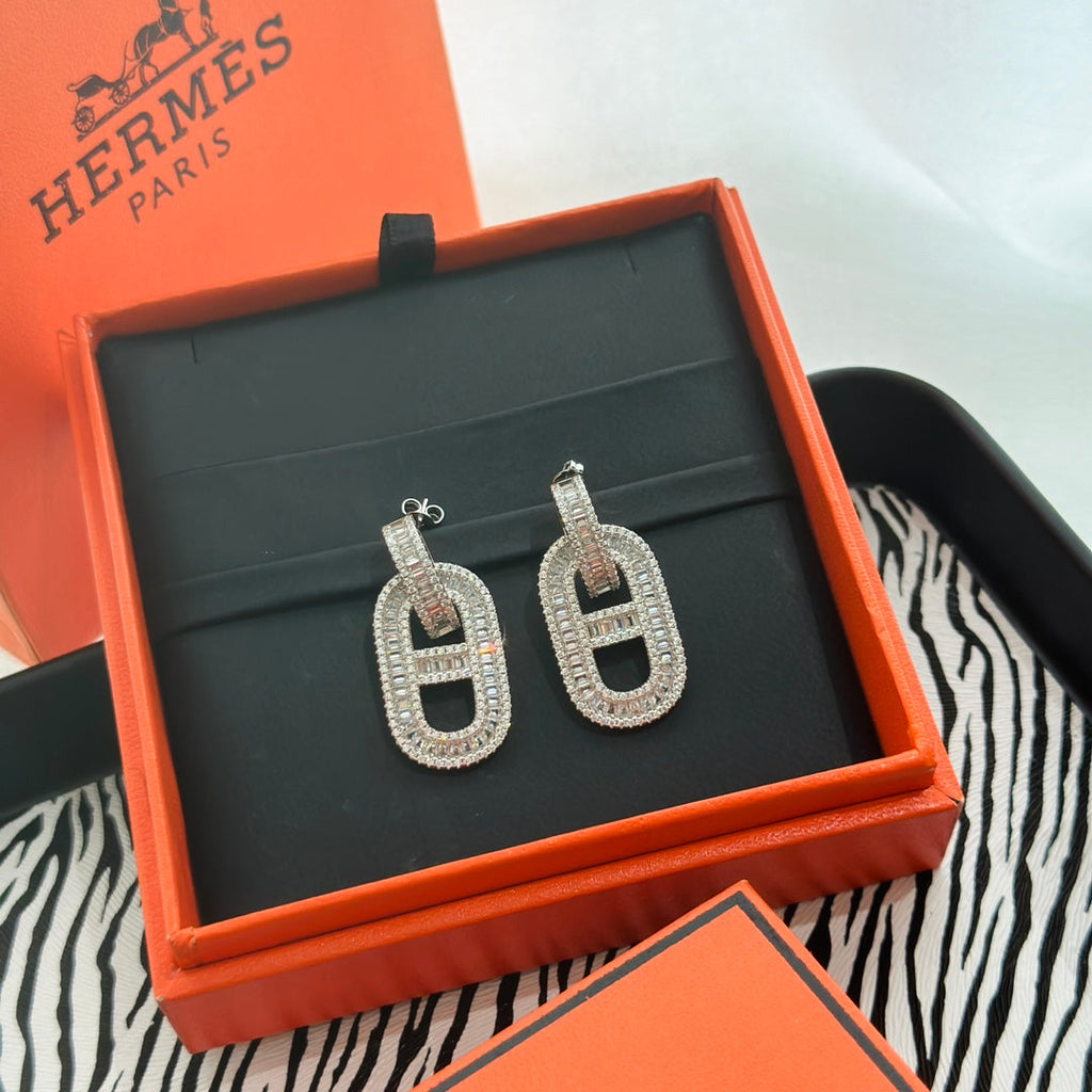 18K Hermes Diamonds Earrings