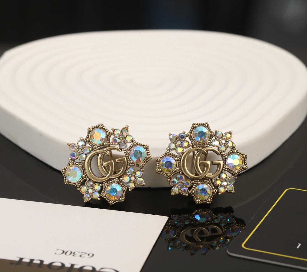 18K Gucci Double Blue Flowers Earrings