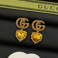 18K Gucci Double Yellow Crystal Earrings
