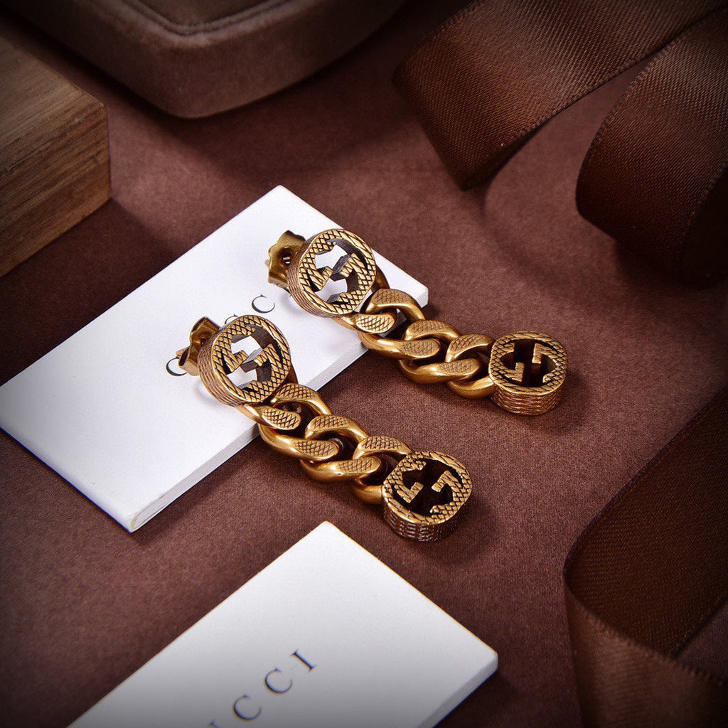 18K Gucci Double Chain Earrings