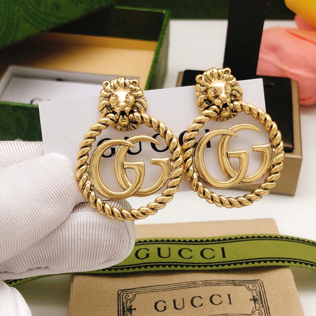 18K Gucci Double Pendant Earrings