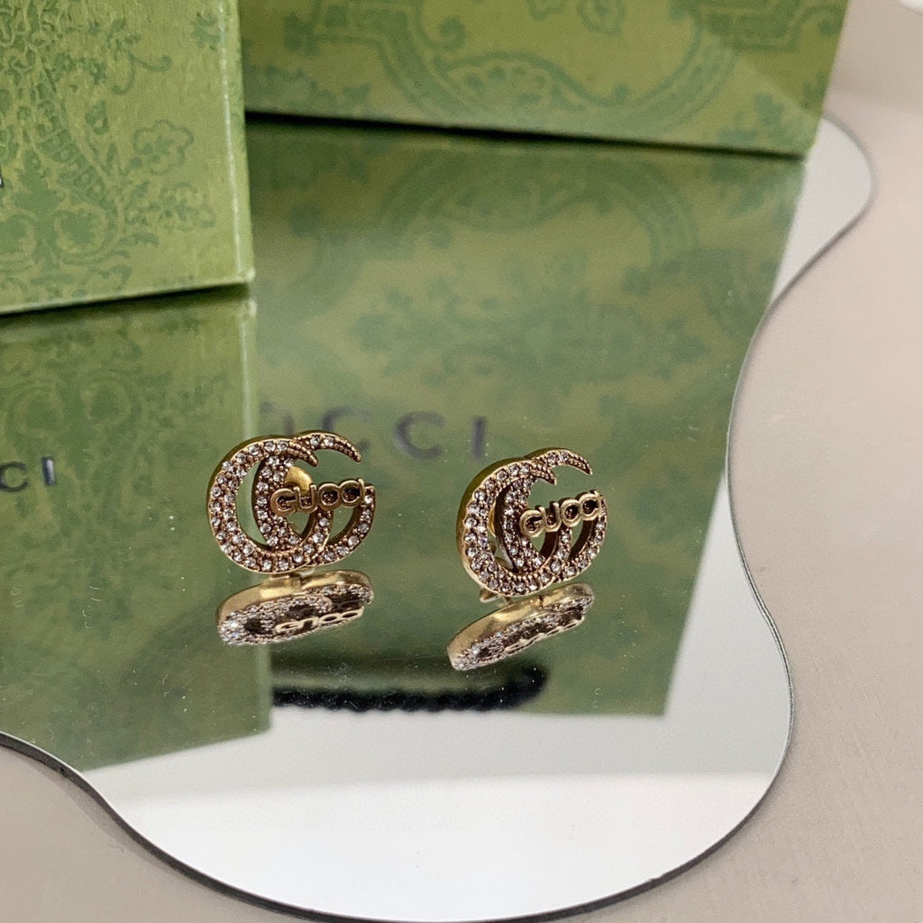 18K Gucci Double Logo Diamonds Earrings