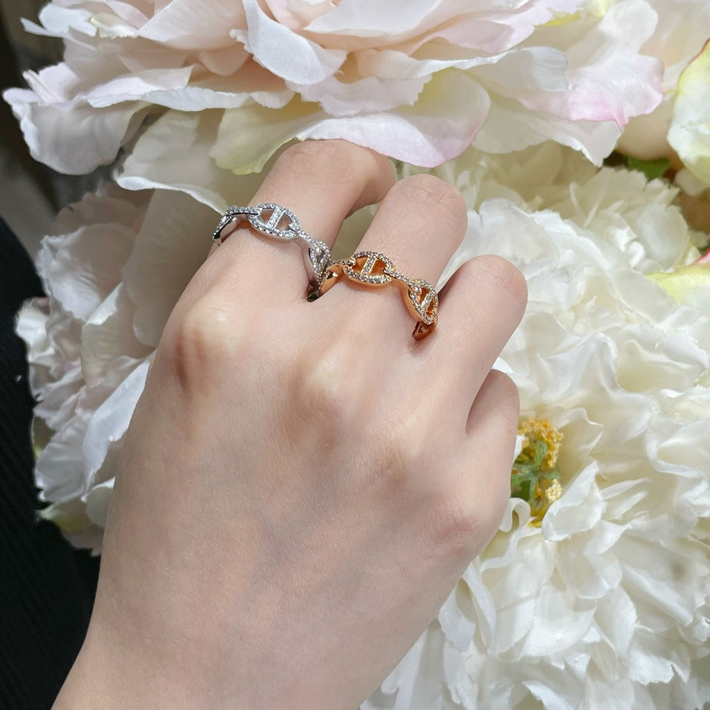 18K Hermes Chaine D'Ancre Enchainee Diamond Ring