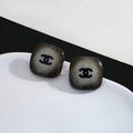 18K Chanel Black Square Earrings