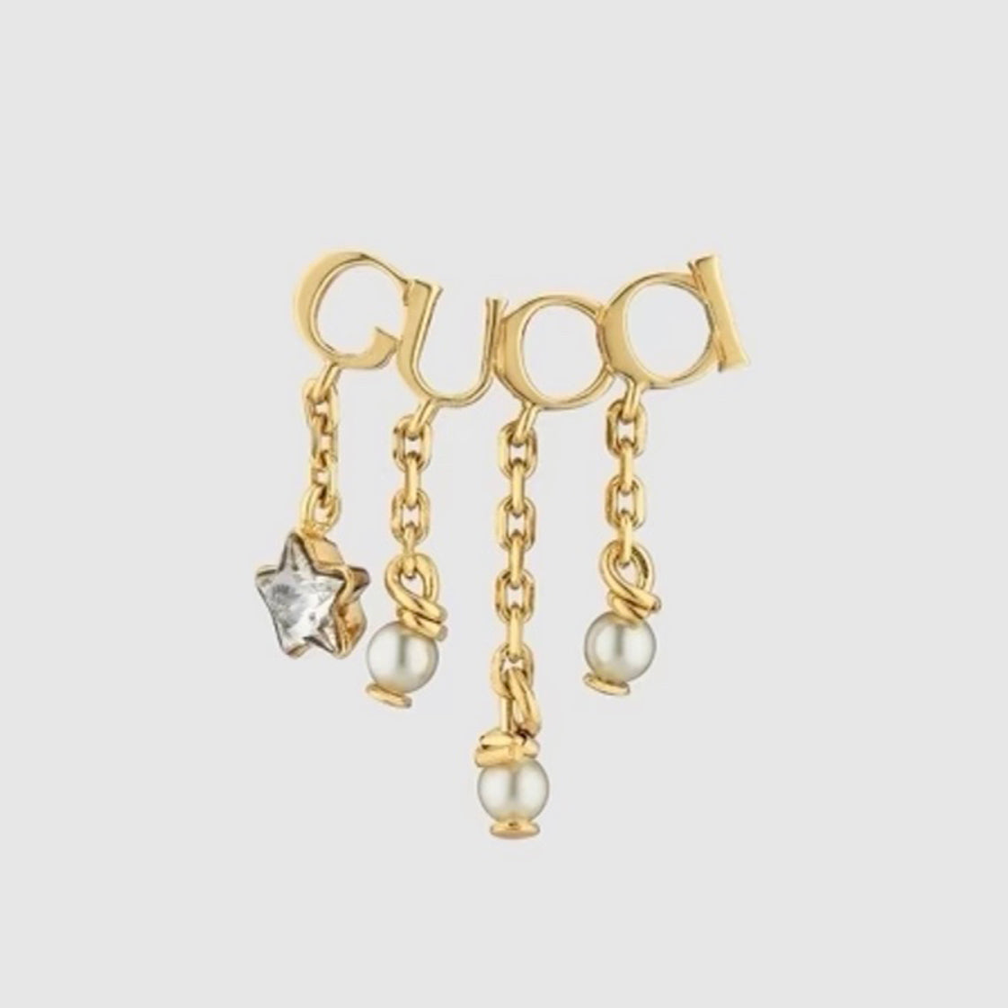 18K Gucci Double Script Pearl Earrings